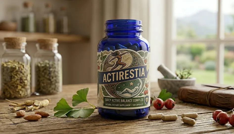Actirestia product packaging on neutral background
